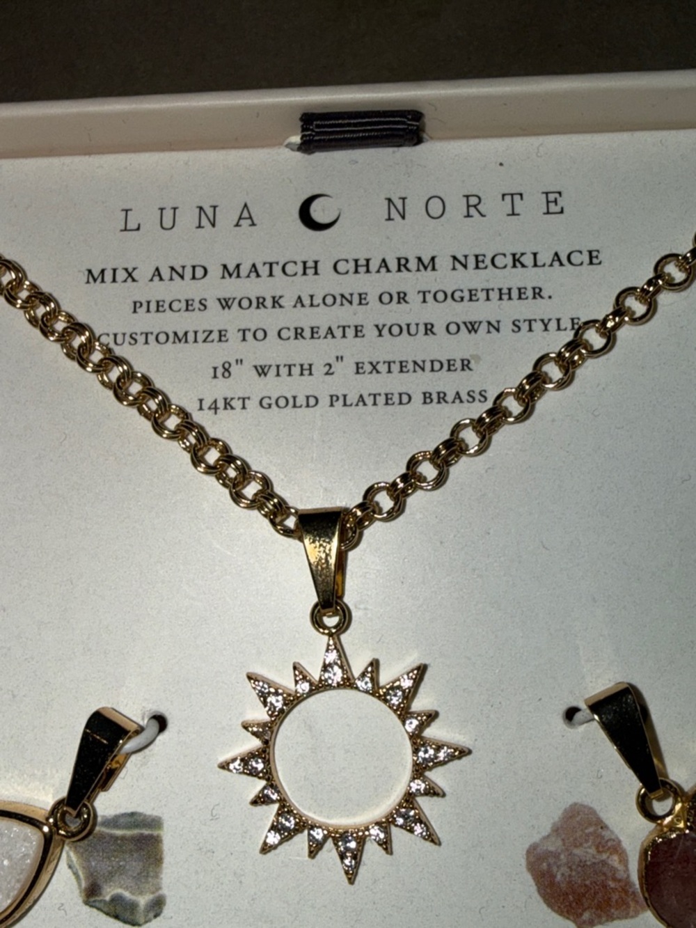 NIB Luna Norte Mix & Match Charm Necklace with Quartz - Picture 2 of 8